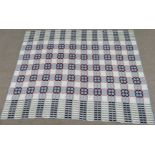 Welsh tapestry woollen blanket with sky blue ground, 180 x 230cm
