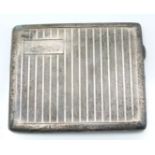 George V hallmarked silver cigarette case with gilt interior, Birmingham 1928 maker Levi &