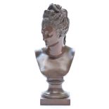 A late 19th/early 20thC bust of the goddess Diana, on socle base, height 29cm