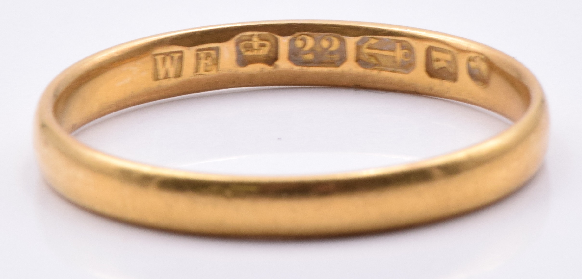 Victorian 22ct gold wedding band/ ring, Birmingham 1859, 1.9g, size L - Image 2 of 2