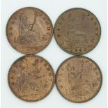 A small collection of 1862 young head Victoria halfpennies, all near EF with lustre