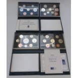 Royal Mint UK proof coin collections in deluxe cases with certificates, 1991-1994