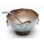 Silver plated punch bowl and ladle, diameter of bowl 30cm