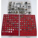 A large collection of field metal detector finds including many Roman coins, some medieval