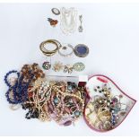 A collection of costume jewellery including crystal beaded necklaces, glass beaded necklace,