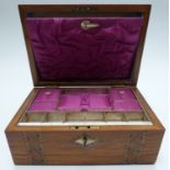 A 19thC walnut Tunbridge ware work / jewellery box with fitted interior lift out tray, W26 x D18 x