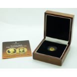 Penny Black 150th anniversary 24ct miniature gold proof coin, 1.3g, in deluxe case with certificate