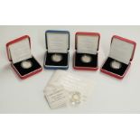 Four Royal Mint silver proof Piedfort £1 coins, 1997, 2005, 2006 and 2007, together with a 2006