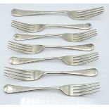 Set of six Viners hallmarked silver Old English pattern dinner forks, Sheffield 1931, length 17cm,
