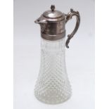 Large glass and silver plated drink cooler jug, height 30cm