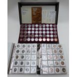 Danbury Mint glass-topped coin cabinet containing a Study of Pennies 1901-1967 with key event