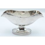 Double ended sauce boat, likely silver plated, marks indistinct, height 8.5cm, weight 137g
