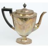 Edward VII hallmarked silver pedestal coffee pot with neoclassical style swag decoration,