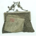 A silver mesh purse / bag with import marks and 925, original receipt for £5 in 1918, 13 x 14cm