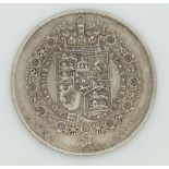 1823 George VI silver half crown, first laureate head, second crowned quartered shield of arms