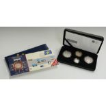 Royal Mint 2008 UK Silver Proof Piedfort Four-Coin Collection tin deluxe case with certificate no