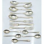 Goldsmiths & Silversmiths Co Ltd part canteen of Hanovarian rat tail pattern cutlery comprising five