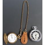 Two keyless winding pocket watches, one West End Watch Co gold plated full hunter with inset