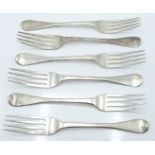 William IV set of six hallmarked silver Old English pattern dessert forks, London 1835 maker