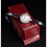Omega Art Deco style ladies wristwatch ref. 1192 with blued hands, white Arabic numerals and hour