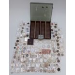 An amateur coin collection in slide case, some silver, including Victorian and Georgian coinage,