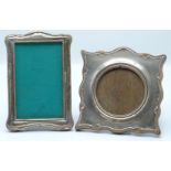 Two hallmarked silver mounted photograph frames, both with oak easel backs, one to suit approx 5 x 3
