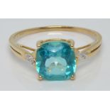 A 10k gold ring set with a Batalha topaz and diamonds, with certificate, size U