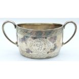 Victorian hallmarked silver twin-handled sugar bowl, Sheffield 1880 maker Henry Stratford, length
