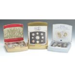 Three Royal Mint Executive proof coin sets, 2001, 2002 and 2003, with certificates