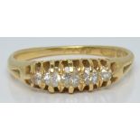 Victorian 18ct gold ring set with five diamonds, Birmingham 1898, 3.0g, size O/P