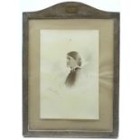 George V hallmarked silver photograph frame to suit 8 x 6 inch photo, with engine turned decoration,