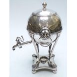 19thC Sheffield plated samovar / spirit kettle with lion mask handles, height 31cm