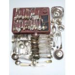 Large collection of loose mainly Fiddle pattern silver plated cutlery, silver plated basket and a