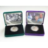 Two silver proof Piedfort Royal commemorative crowns, 2006 Queen Elizabeth 80th Birthday and 2007