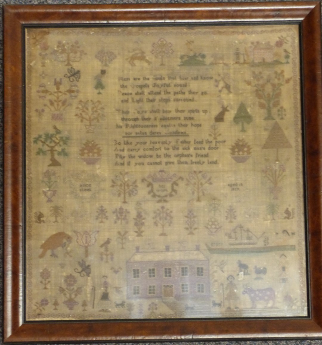 George IV embroidery sampler by Alice Steel, aged 10, 1829, 41 x 39cm