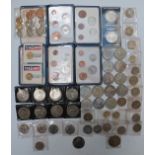 A collection of modern crowns, collectable £2 and 50p coins, some first decimal and a Coronation