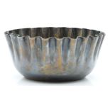 Victorian hallmarked silver sugar bowl with crimped edge, Birmingham 1886 maker's mark indistinct,