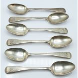 Victorian set of six hallmarked silver teaspoons, London 1839/42 maker William Eaton, length 14cm,