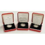 Three Royal Mint silver proof Piedfort £1 coins, 2002, 2003 and 2004, all cased with certificates