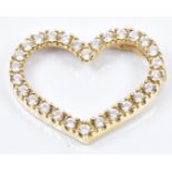 A 14ct gold heart pedant set with cubic zirconia, 2.1g