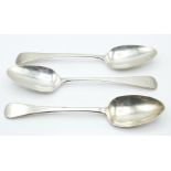 Georgian pair of hallmarked silver table spoons, London 1807 maker Stephen Adams II, length 22cm,