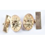 A pair of 9ct gold of cufflinks in the form of passion flowers, 7.8g