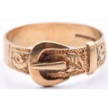 A 9ct gold buckle ring, 3.1g, size S/T