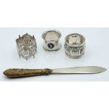 Two Victorian hallmarked silver napkin rings, both London 1897 maker Josiah Williams & Co, weight