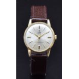 Tudor Royal 9ct gold gentleman's wristwatch ref. 12856 with gold hands and baton markers, silver