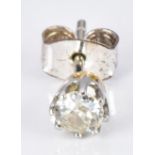 A platinum earring set with a diamond of approximately 0.2ct