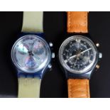 Two Swatch chronograph wristwatches Count SCB1113 and Pearl Frame SCN401, both in Swatch boxes