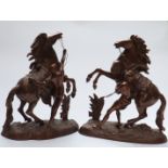A large pair of spelter Marly Horses, height 51cm