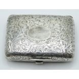 Victorian hallmarked silver pill or snuff box with engraved decoration and gilt wash interior,
