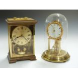 Kundo anniversary clock with wind-up movement, under glass dome, H22cm, together with a Hettich